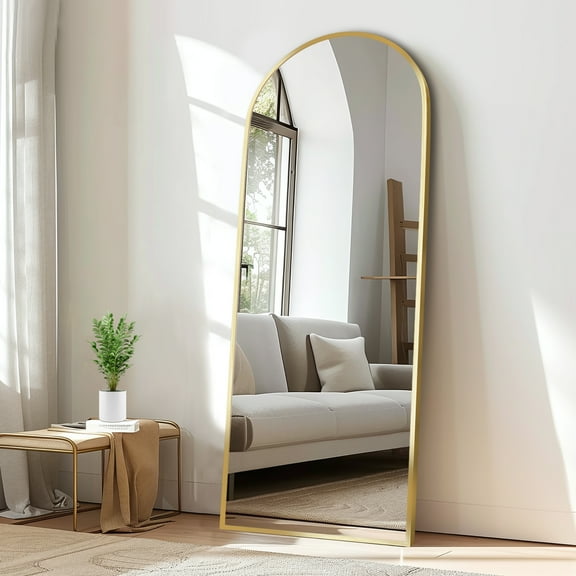 69"x24" Arched Full Length Mirror Aluminum Framed Floor Mirror,Gold