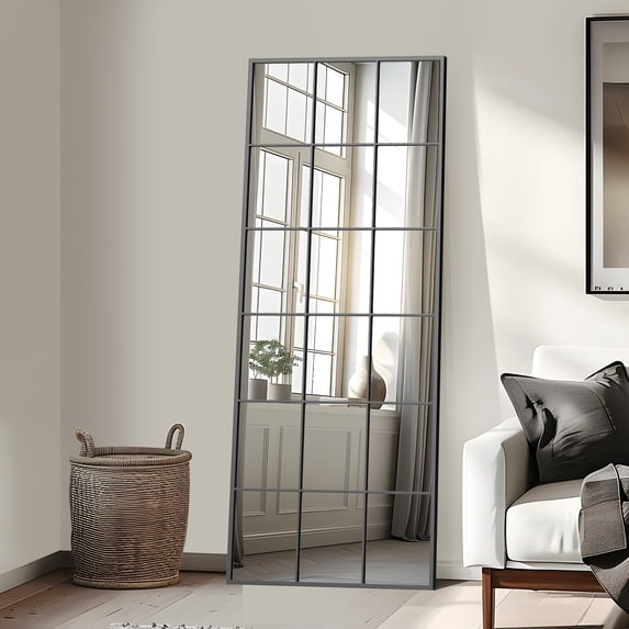 69"x30" Rectangle Full Length Mirror Window Mirror Floor Mirror,Black
