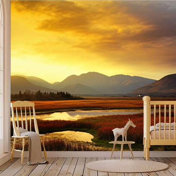 69"x98" Wall Mural Peel and Stick Wallpaper Flagstaff Arizona Mountain Sunset Wall Decor Self Adhesive Removable Wall Stickers for Bedroom Living Room