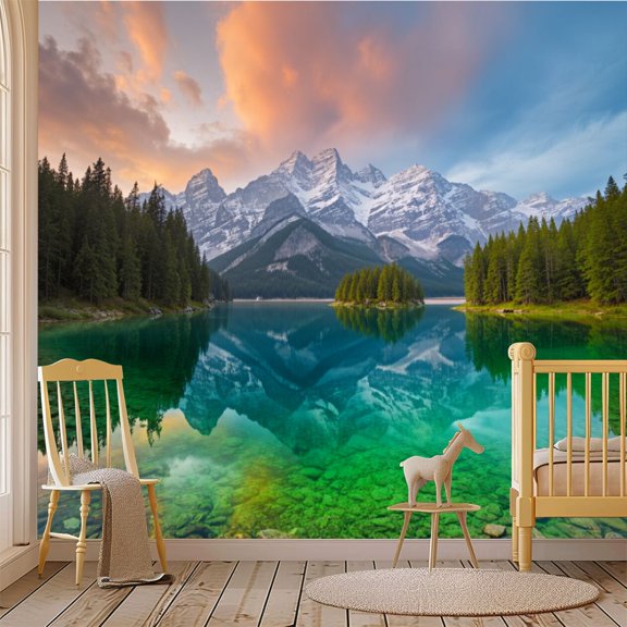69"x98" Wall Mural Peel and Stick Wallpaper Mountain peak Zugspitze Summer day Wall Decor Self Adhesive Removable Wall Stickers for Bedroom Living Room