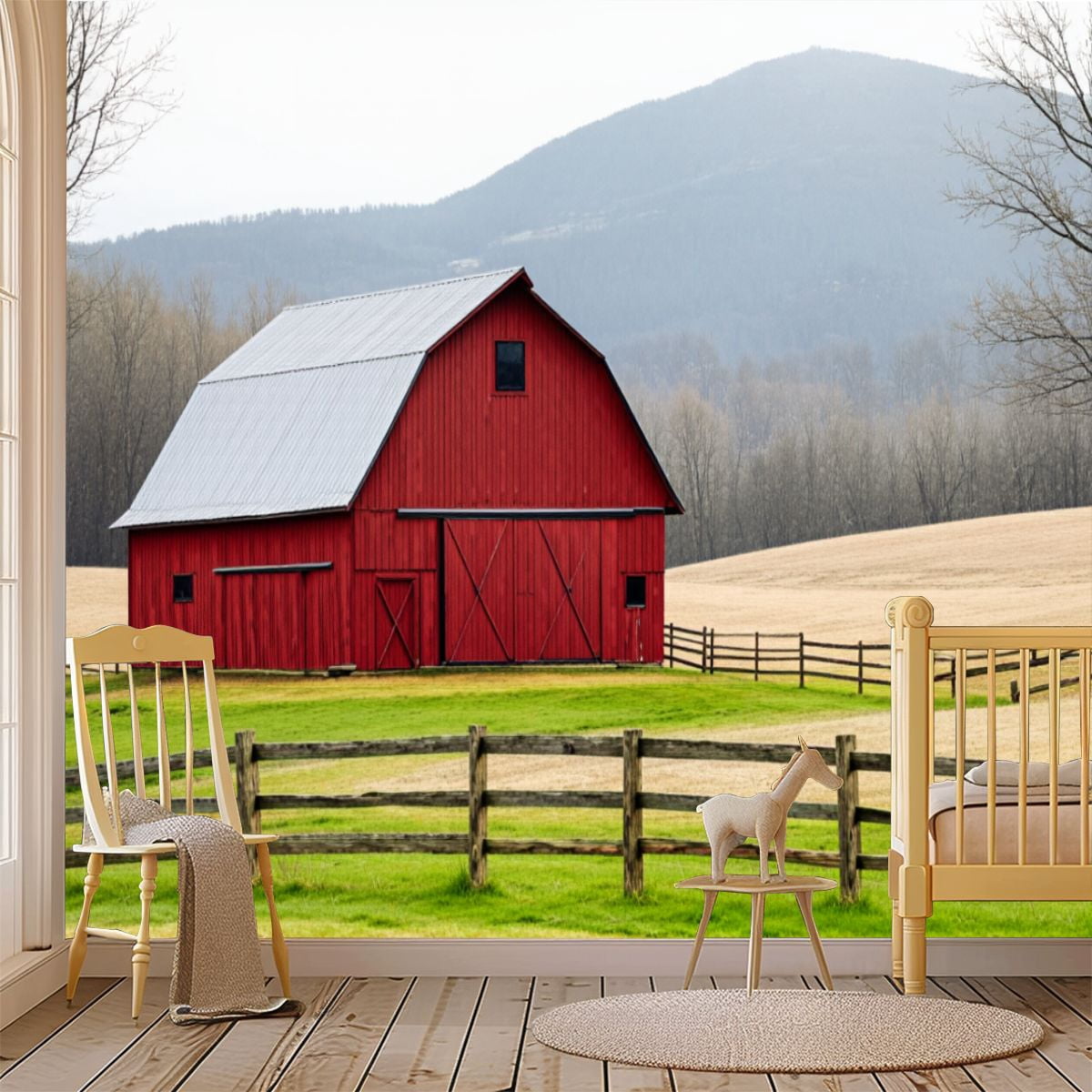 69"x98" Wall Mural Peel and Stick Wallpaper Rustic Farmhouse Vintage ...