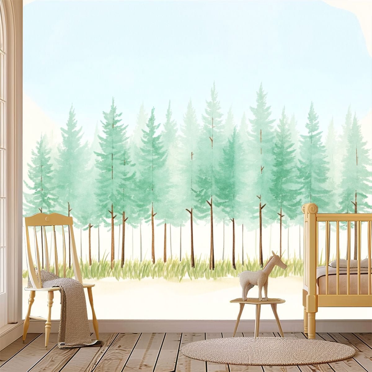 69"x98" Wall Mural Peel and Stick Wallpaper Scenic Pine Tree Forest ...