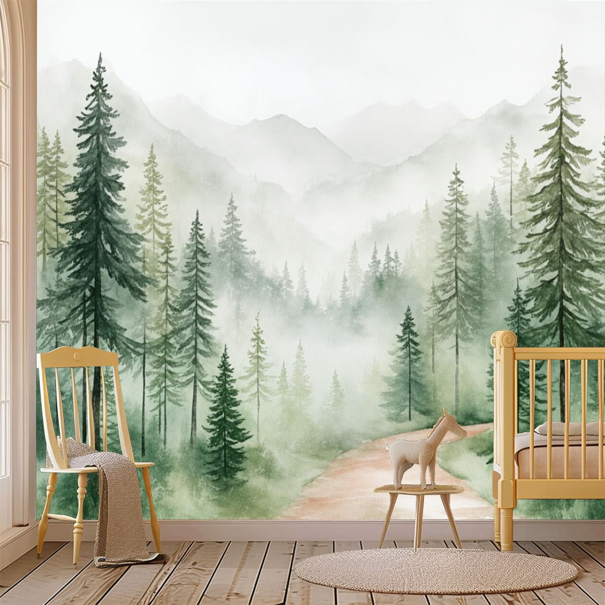 69"x98" Wall Mural Peel and Stick Wallpaper Serene Forest Landscape ...