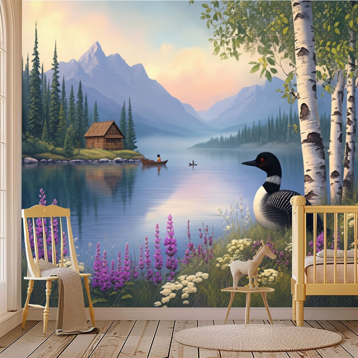 69"x98" Wall Mural Peel and Stick Wallpaper Serene Mountain Lake ...