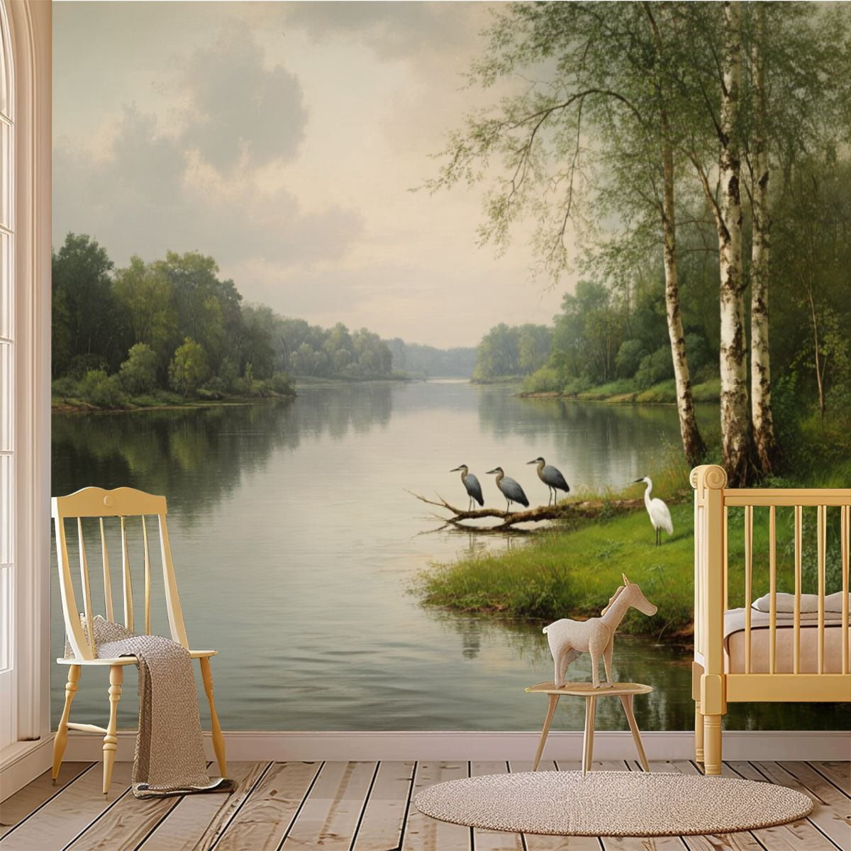 69"x98" Wall Mural Peel and Stick Wallpaper Serene River Landscape ...