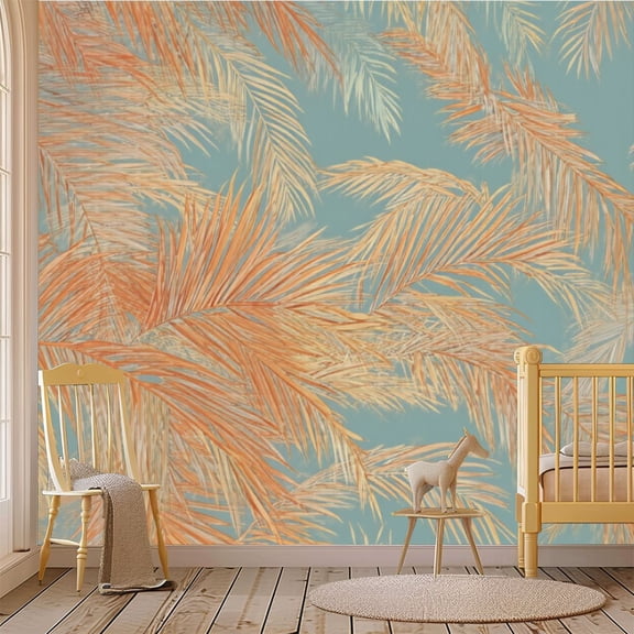 69"x98" Wall Mural Peel and Stick Wallpaper Autumn Inspired Tropical Palm Wall Decor Self Adhesive Removable Wall Stickers for Bedroom Living Room