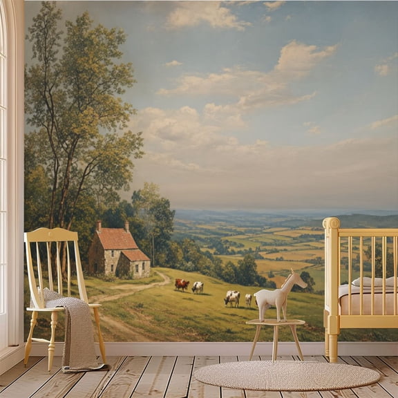 69"x98" Wall Mural Peel and Stick Wallpaper Countryside Landscape Painting Wall Decor Self Adhesive Removable Wall Stickers for Bedroom Living Room