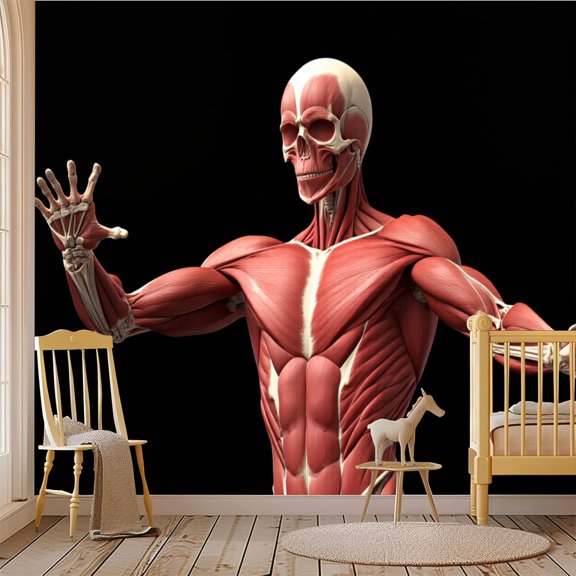 69"x98" Wall Mural Peel and Stick Wallpaper human anatomy male muscles 3d Wall Decor Self Adhesive Removable Wall Stickers for Bedroom Living Room