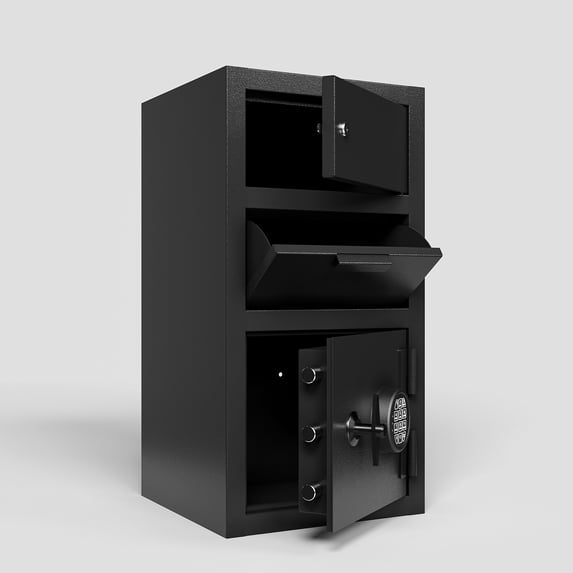 690 Double-door tipping cabinet Digital Depository Safe Made of Carbon Steel Electronic Code Lock Depository Safe with Deposit Slot Depository Box for Home Hotel Restaurant and Office
