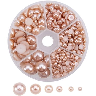 ARRICRAFT 1 Box 6 Colors Flat Back Pearl Cabochon 12mm Half Round Gem Scrapbook