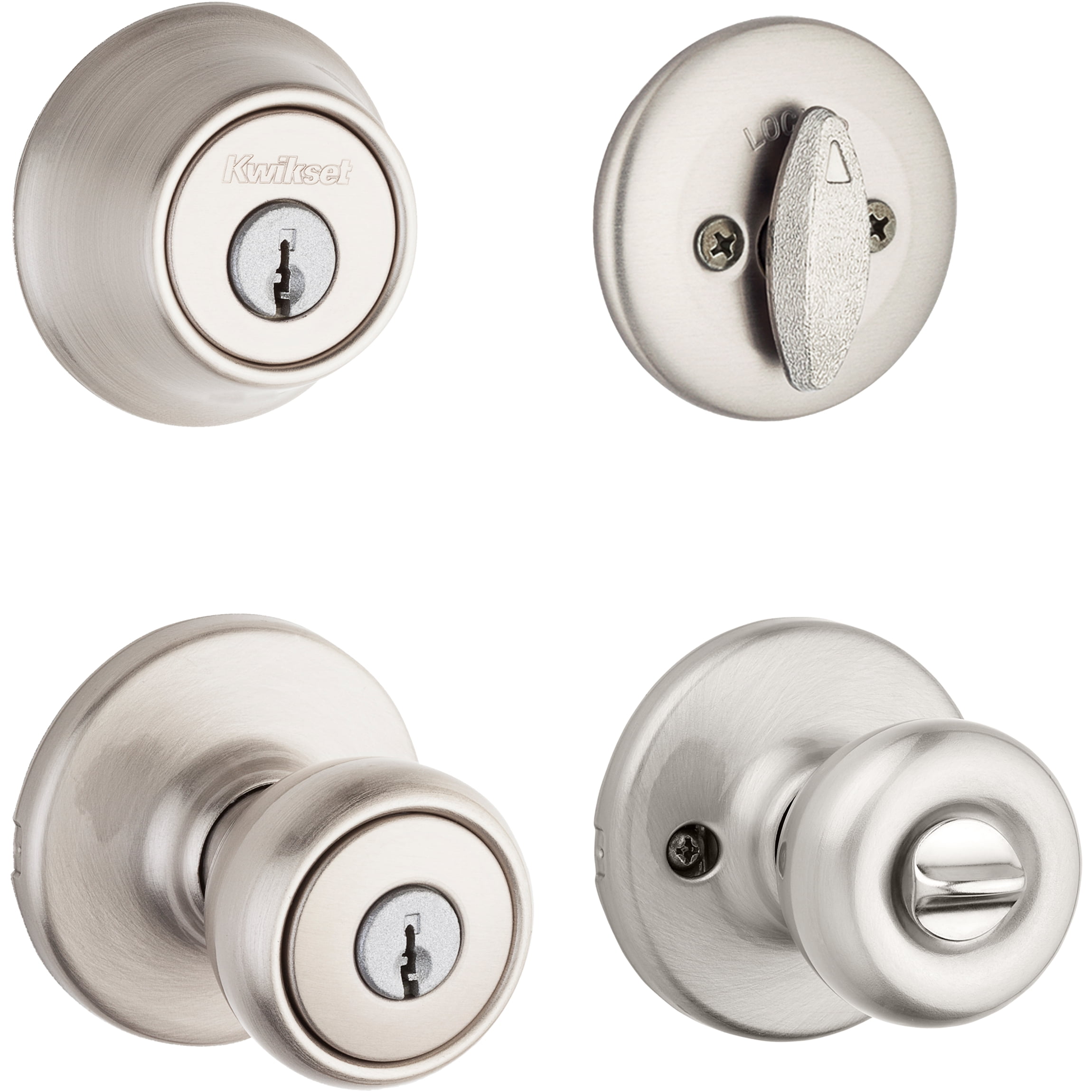 Kwikset Tylo Entry Doorknob and Deadbolt Satin Nickel