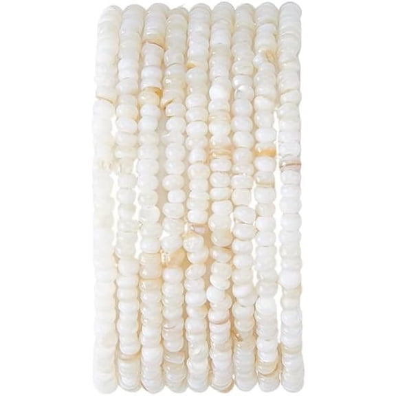 690Pcs Natural Shell Rondelle Beads 2mm Floral White Rondelle Disk Beads 3 Strands Dyed Shell Beads Loose Beads for DIY Bracelet Earring Necklace Jewelry Making DIY