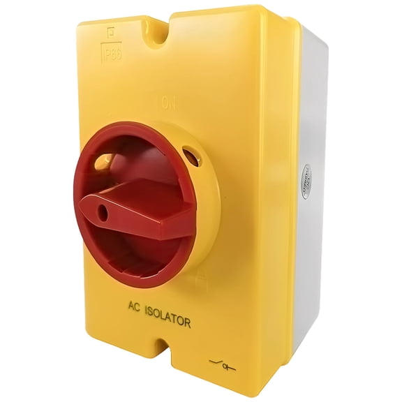 690VAC 32A 4P AC Disconnect Switch, with Rotating Belt Lock, Flame Retardant PC Shell, Padlockable Handle, Weatherproof IP65 Outdoor Disconnect Box, AC Isolator Switch for Easy Operation