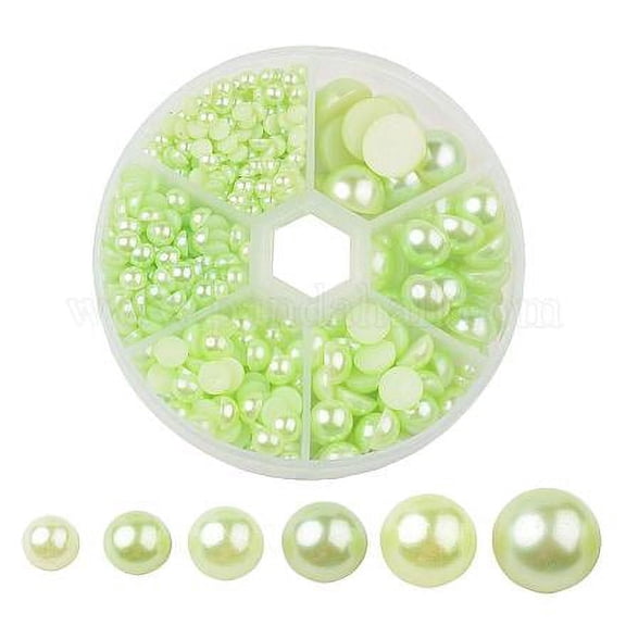 690pcs Plastic Imitation Pearl Dome Cabochons Half Round Green