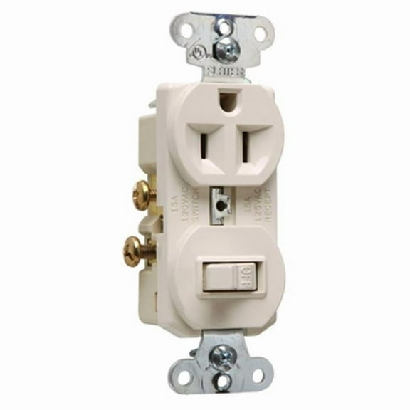691LACC6 15A 120V Single Pole Combination Switch & Outlet, Light Almond