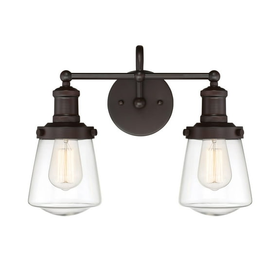 Taylor 15.25 in. 3-Light Satin Bronze Industrial Vanity Light with Clear Glass Shades
