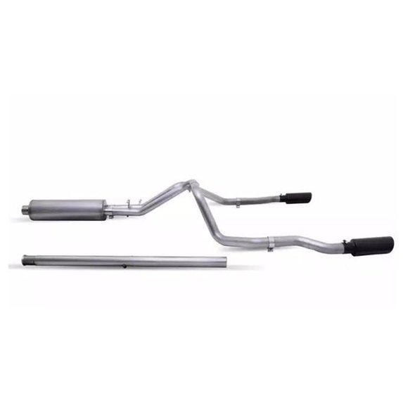 69550B Black Elite Stainless Steel Cat-Back Exhaust System with Split Rear Exit for 2019 Ford Ranger Crew Cab Pickup 2.3L 4 Cylinder