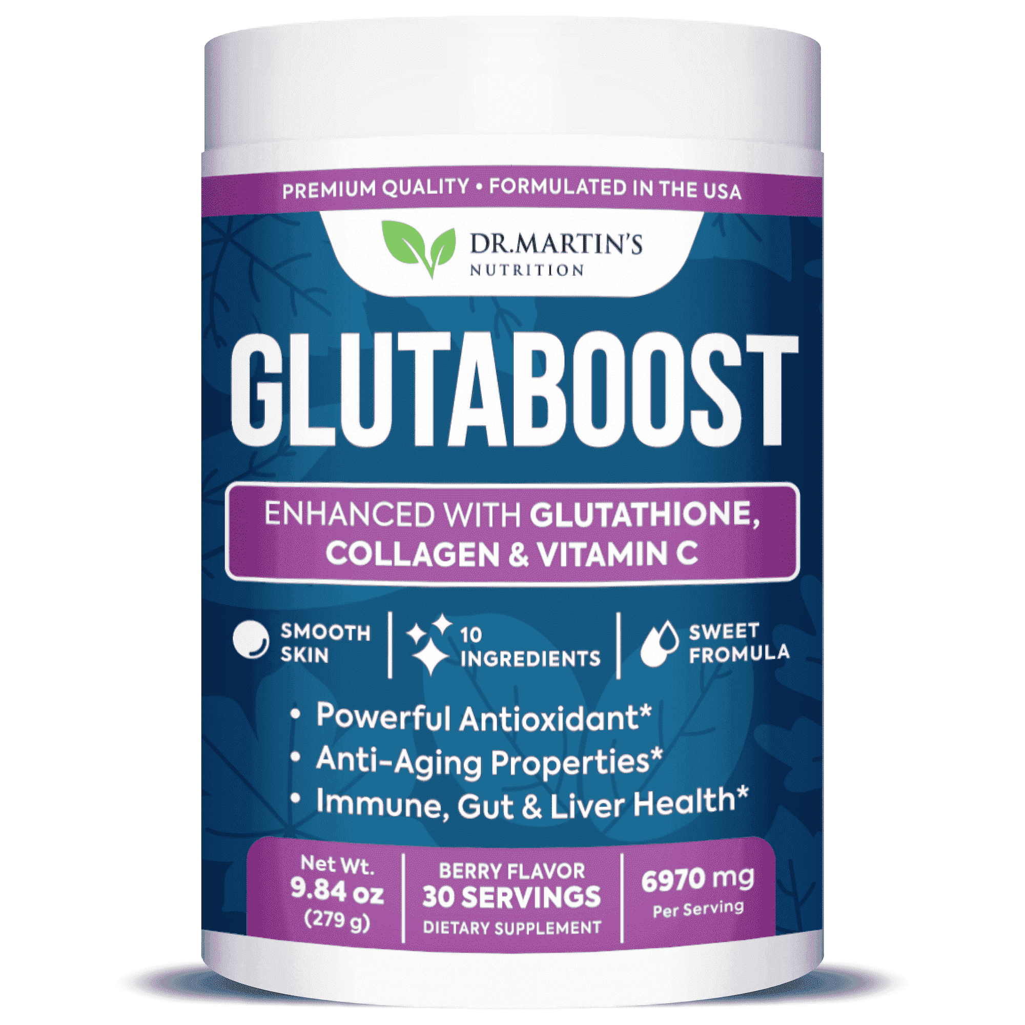 6970mg Glutathione Powder Enhanced with Collagen & Vitamin C | Supports  Overall Wellness | Berry Flavor