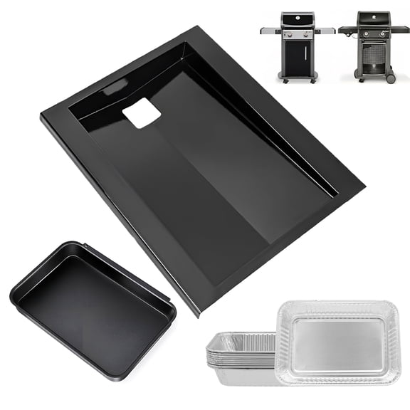 69803 Grease Tray with Catch Pan for Weber Spirit 200 with Front Controls (2013-2016), Spirit E-210, E-215, E-220, S-210 with 10 pcs Aluminum Liners
