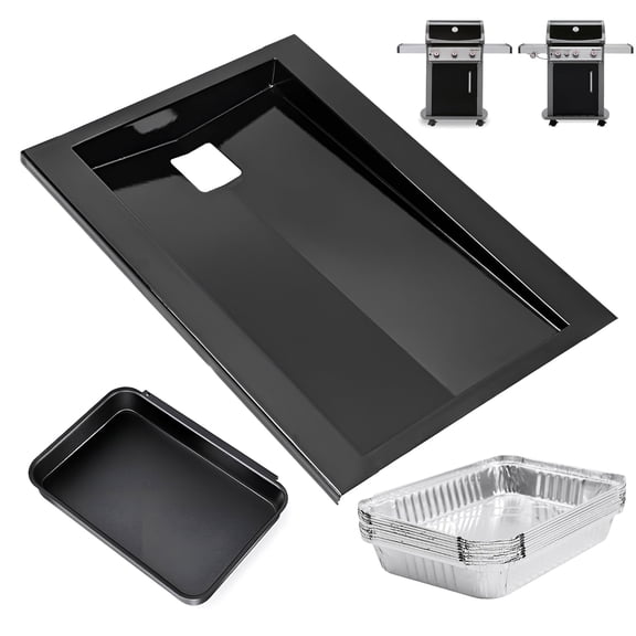 69804 Grease Tray with Catch Pan for Weber Spirit 300 with Front Knobs (2013-2016), Spirit E-310, E-320, E-330, S-310, S-320, S-330 with 10 pcs Liners