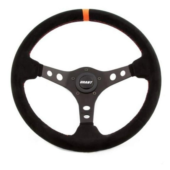 699 13.75 in. Racing Steering Wheel with Center Marker, Black Suede Grip
