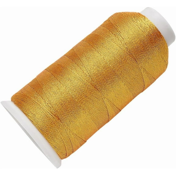 699.91 Yards Metallic Gold Embroidery Thread Nylon Machine Kniting Floss Friendship Bracelet Stitch Embroidered Spool String for Sewing Making Art Jewelry Computerized Decoration DIY Gold