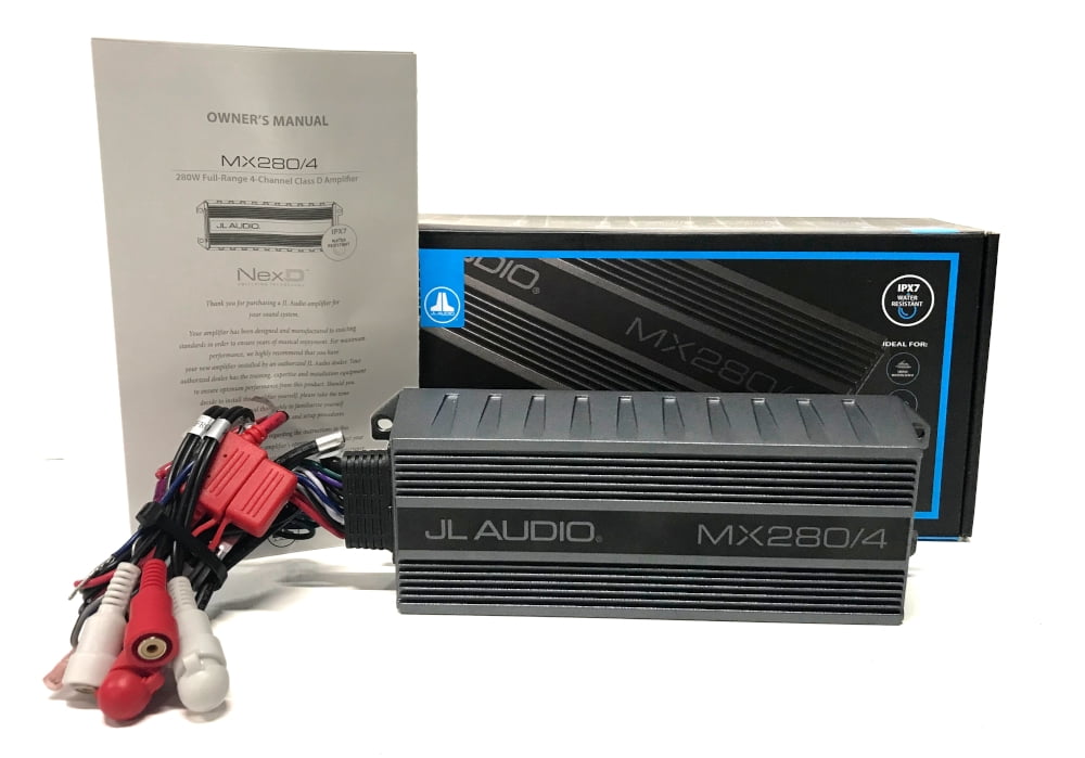 JL Audio MX280/4 Compact marine/powersports 4-channel amplifier — 50 watts RMS x 4