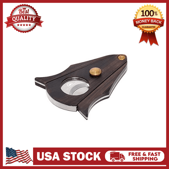 69Bourbons Stainless Steel Wood Tear Drop Cigar Cutter - Double Guillotine Blade Tobacco Cutting Tool- 1-Inch Diameter Hole Cigar Accessories for Professional, Travel, Gift for Father/Dad, Husband