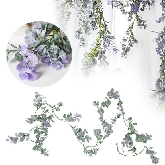 69In Flower Garland Artificial Purple Flower Vine With Eucalyptus Leaves Hanging Vine For Room Party Home Wedding Birthday Wall Arch Decor, Wedding Arch Flowers, Flower Garland For Backdrop