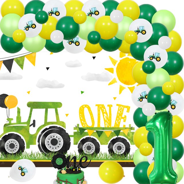 69Pcs Farm Tractor Themed AIF4 1st Birthday Party Decorations First