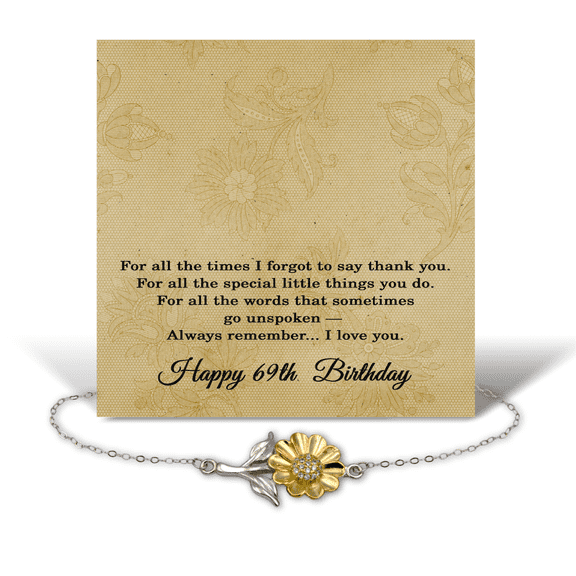 69th Birthday Gifts Women, 69th Birthday Bracelet for Best Friend, Happy 69th Birthday Gifts for Sister, Sunflower Bracelet Sterling Silver
