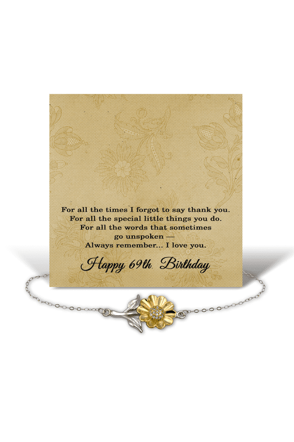69th Birthday Gifts Women, 69th Birthday Bracelet for Best Friend, Happy 69th Birthday Gifts for Sister, Sunflower Bracelet Sterling Silver