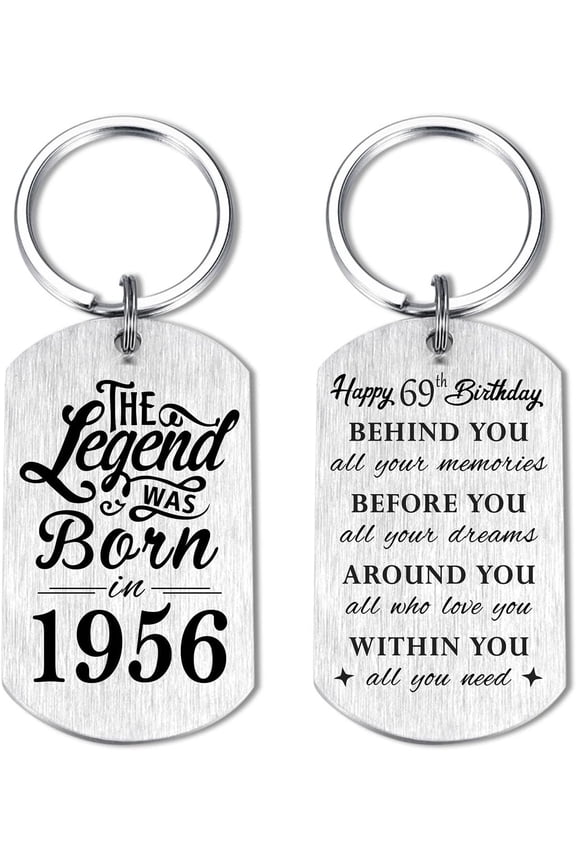 69th Birthday Gifts for Men 1956, Happy 69th Birthday Keychain, 69 Year Old Birthday Gifts for Women, The Legend was Born in 1956