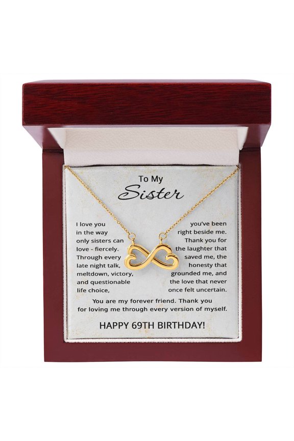 69th Birthday Gifts for Sister - To My Sister Necklace from Sister - 69 Years Old Sister Title: 18k Yellow Gold Finish, Box Choice: Luxury Box