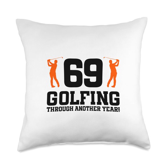 69th Birthday Golf 69 Years Old Golf Player Birthday Throw Pillow Y101