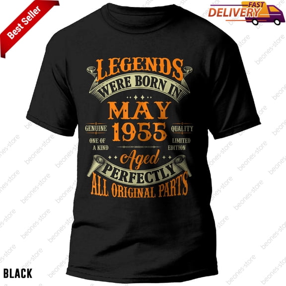 69th Birthday T-Shirt, 69 Years Old Legends Born In May 1955 Vintage Tee Gift