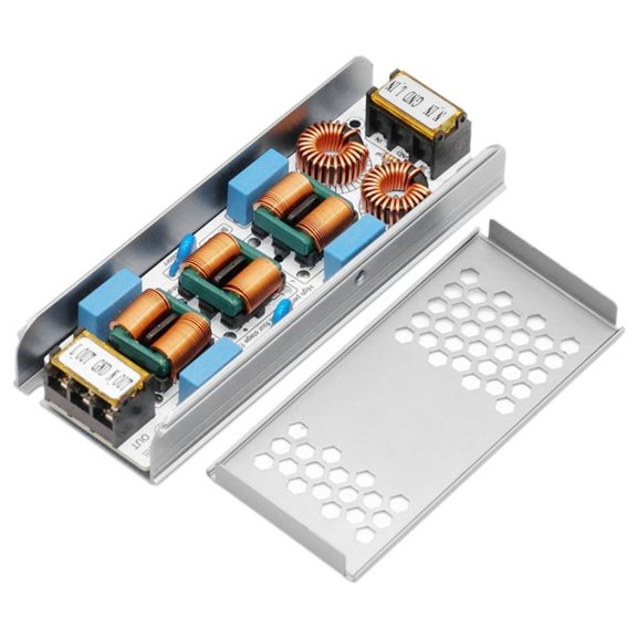 6A Filter 4-Stage Electromagnetic Interference Suppressor Common Power EMC Audio Amplifier Purifier with Shell