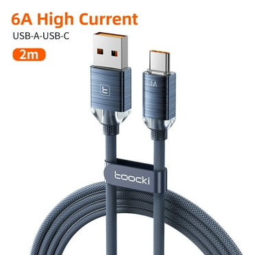 6A USB To Type C Cable For Huawei Xiaomi POCO Samsung 100W Fast Charging Charger USB C Data Cord TypeC Cable For Realme Blue 2M