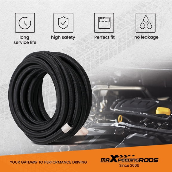 6AN 20FT Fuel Line Hose Kit Nylon Stainless Steel Braided Oil Hose Fittings AN6