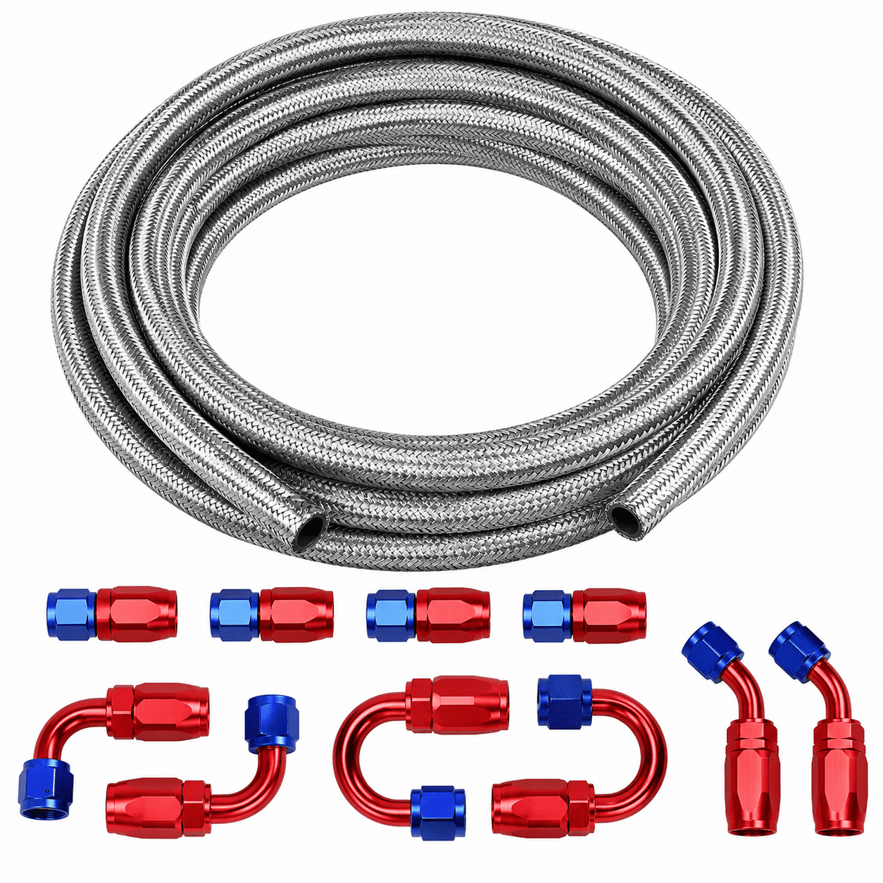 Gas Line Reducer 6AN 3/8-Inch 20-Foot CPE Nylon and Stainless Steel Braided Fuel Line ...