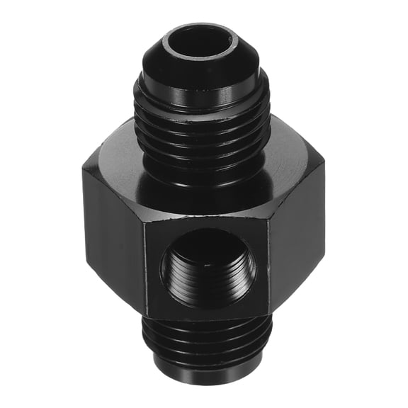 6AN-6AN Male Fuel Fitting, Fit 3/8" Hole 1.61" Length Aluminum Straight Male Union Coupler Connector Fuel Hose Adapter for Automotive, Black