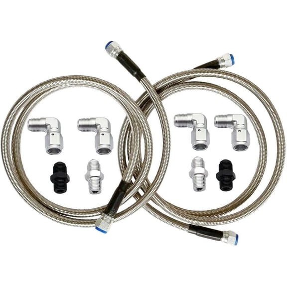 6AN Braided Automatic Transmission Cooler Lines Kit with 12 Fitting | Compatible with 700R4, 4L60, 4L60E, 4L65E, 4L80E