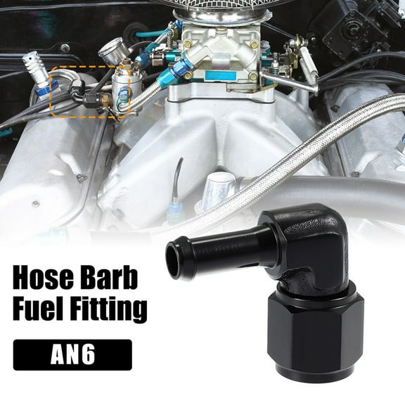 6AN Female Hose Barb Fitting Adapter 90 Degree AN6 to 5/16" Aluminum Alloy Black