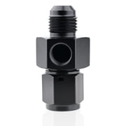 6AN Male Flare to 6AN Female Swivel with 1/8 NPT Gauge Female Sensor Port Fuel Pressure Take Off Fitting Aluminum 6AN to 6AN Hose Union Swivel Pipe AdapterBlack Anodized