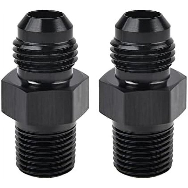 6AN Male Flare to 1/8" NPT Pipe Fitting Adapter Aluminum Straight Black