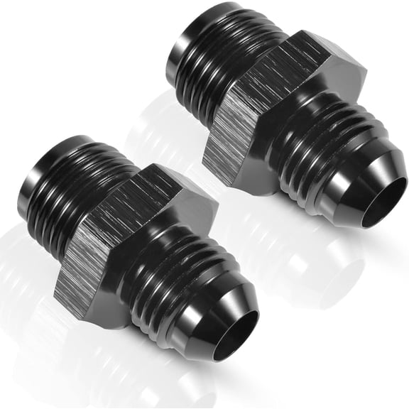 6AN Male to 5/8 x 18 Inverted Flare Thread Fitting Adapter Connector,Aluminum Straight,Anodized Surface Fuel Fitting-Black(2PCS)