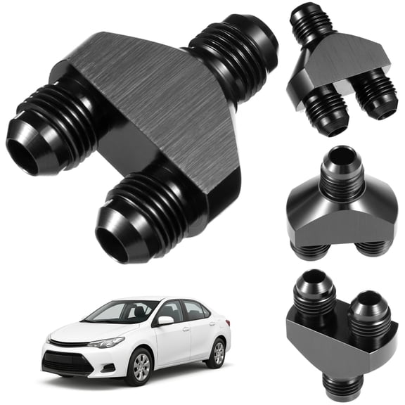 6AN Y Block Adapter, 3-Way 6AN Male Splitter for Parallel Exit Dual 6AN Male Connections, Rust-Resistant Black Anodized Aluminum Fitting for Fuel Line Rail Pump Filter Systems