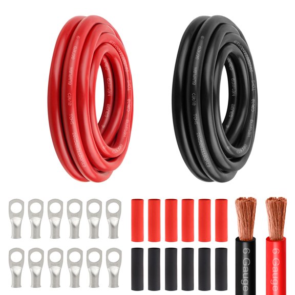 6AWG Red+black-5ft Electrical Wire Power Cable