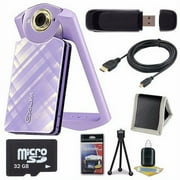 6Ave Casio EX-TR60 Self Portrait/Selfie Digital Camera Light Violet + 32GB microSD Class 10 Memory Card + Micro HDMI Cable + SDHC Card USB Reader + Memory Card Wallet + Deluxe Starter Kit Bundle