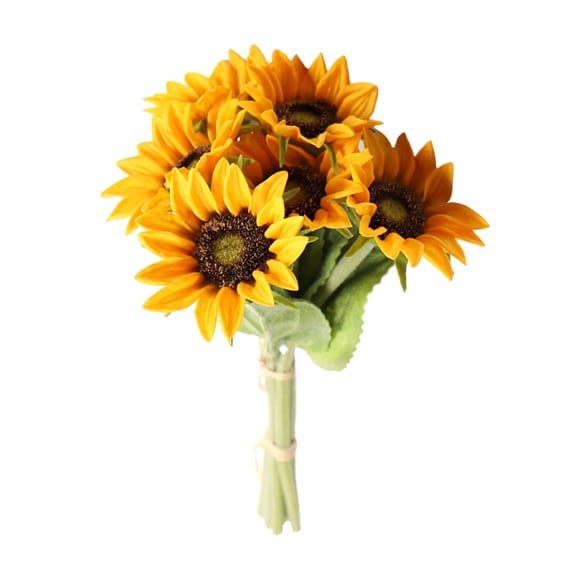 6Bundles Simulated Sunflower Bouquet Decor Artifical Flower Realistic Touch Wedding Bride Holding Flowers